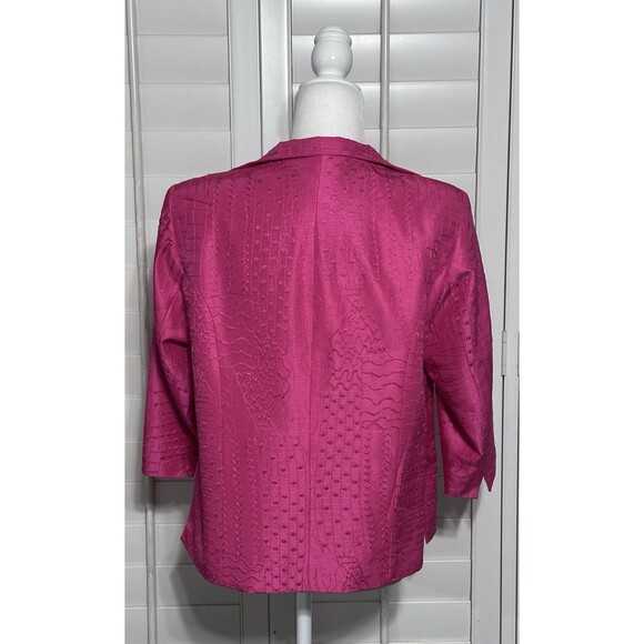 Coldwater Creek Women Size M Pink Textured Silk Jacket Blazer Lined Retro Formal - Picture 5 of 11
